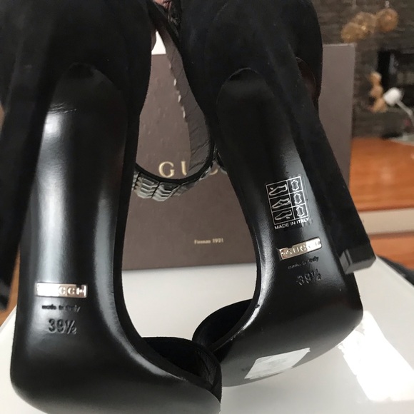 Gucci Rhinestone Black Sandal Heels - Picture 6 of 8